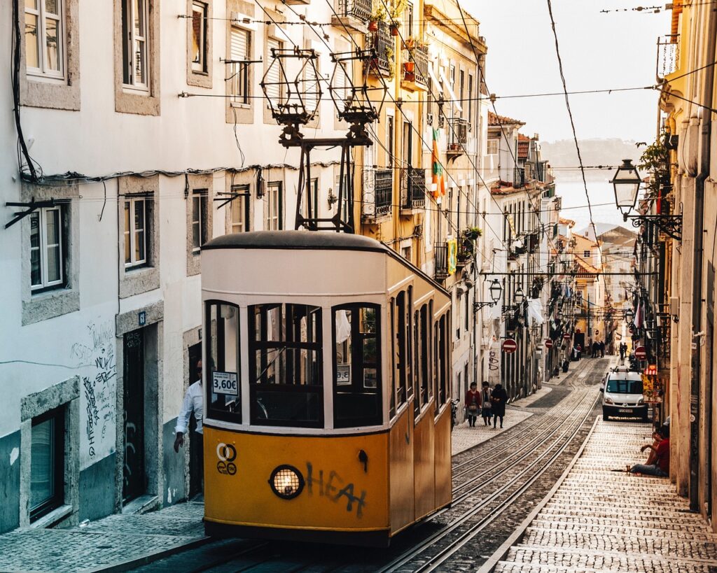 a trolley on a street